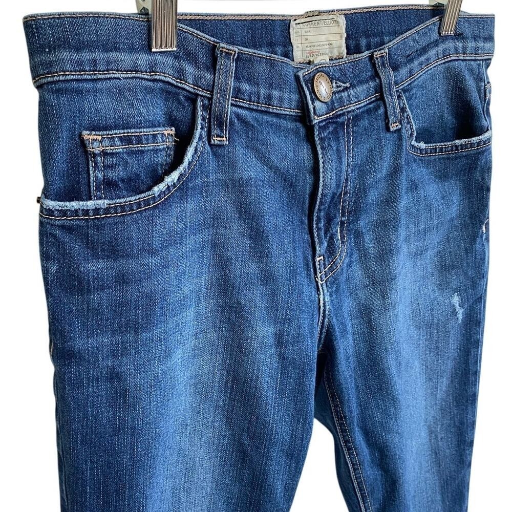 CURRENT/ELLIOTT The Cropped Straight Limitless Destroy Released Hem 27 Excellent - Picture 14 of 15
